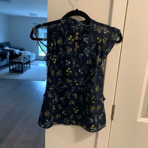Express key hole sleeveless ruffle blouse